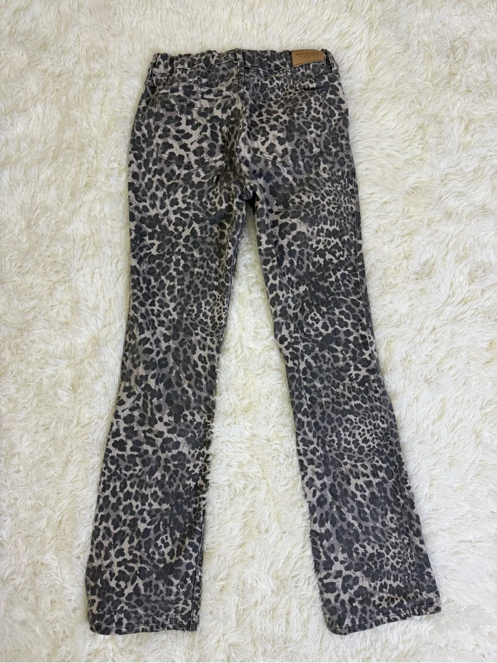 abercrombie kids Leopard Print Straight-Leg Jeans in Gray and Black